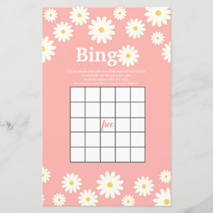 Papier Aquarelle rose et blanc de marguerite Jeu de Bingo