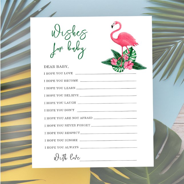 Papier Aquarelle rose flamingo - souhaits pour bébé (Créateur téléchargé)