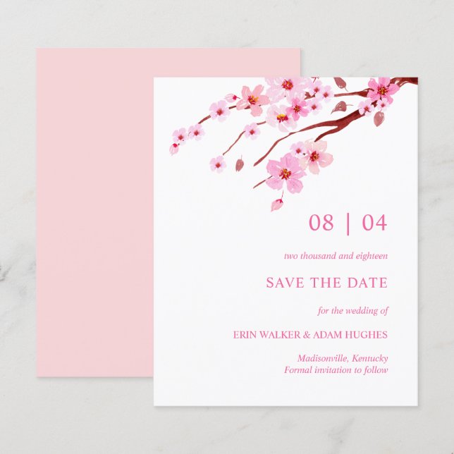 Papier Aquarelle rose Fleur de cerisier Enregistrer la da (Devant / Derrière)