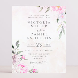 Papier Aquarelle rose Floral Élégant Mariage Invitation