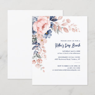 Papier Aquarelle rose Floral Fête des mères Brunch Invita