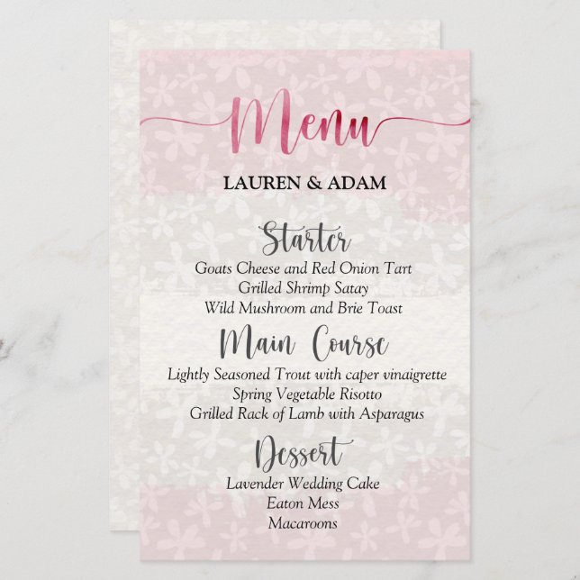 Papier Aquarelle rose florale (Devant / Derrière)