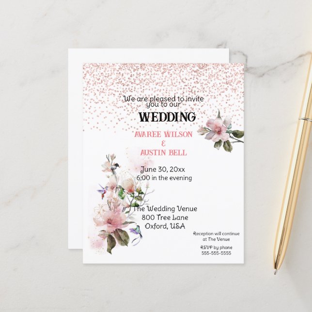 Papier Aquarelle rose Magnolias (Devant/Arrière en situation)