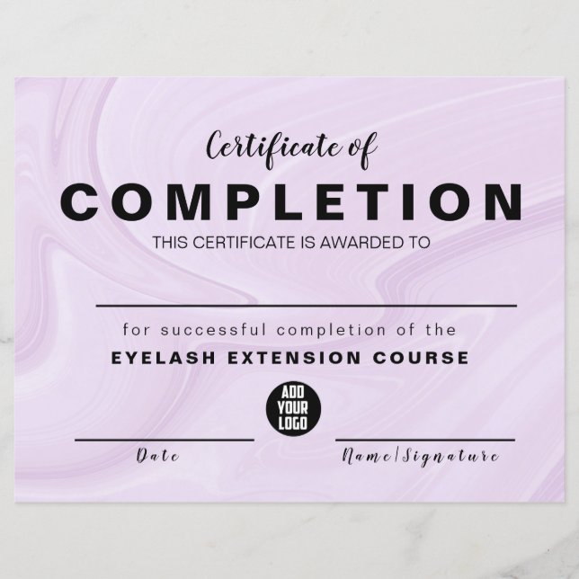 Papier Aquarelle rose or Certificat d'achèvement (Devant)
