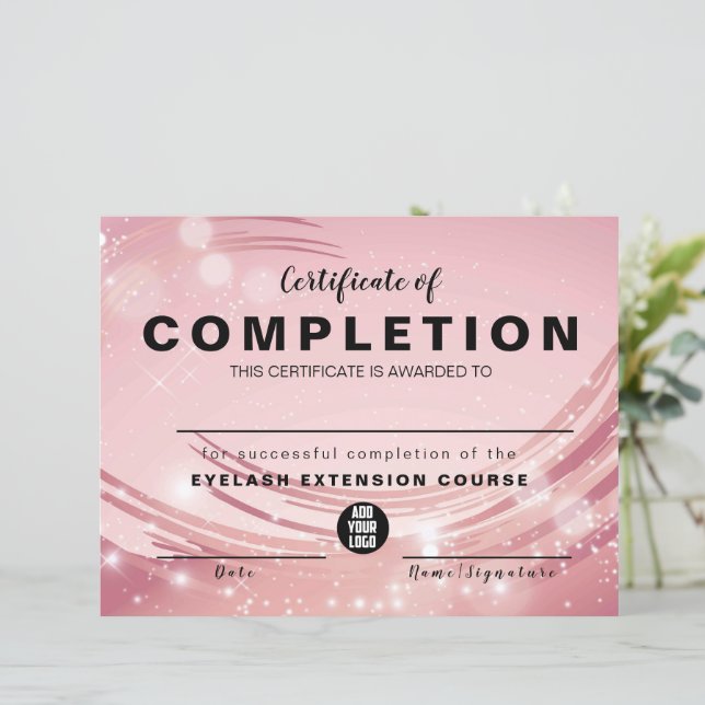 Papier Aquarelle rose or Certificat d'achèvement (Debout devant)