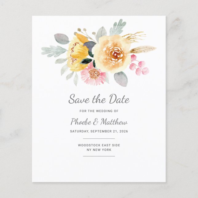Papier Aquarelle rose or Floral moderne Botanique (Devant)