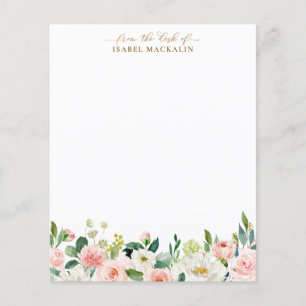 Papier Aquarelle rose pâle Floral Écriture personnalisée