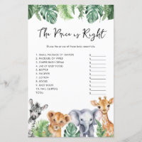 Aquarelle Safari Baby shower Le Prix Est Juste