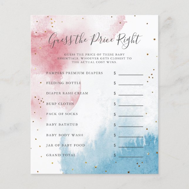 Papier Aquarelle Sexe Reveillez Party Devinez Le Prix (Devant)