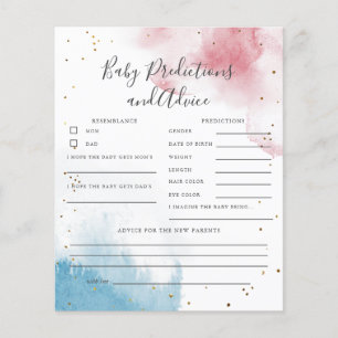 Papier Aquarelle Sexe Révéler Baby Predictions Jeu
