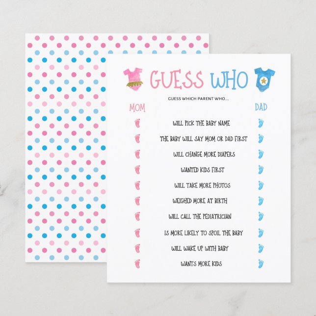 Papier Aquarelle Sexe Révéler Devinez Qui Joue (Devant / Derrière)