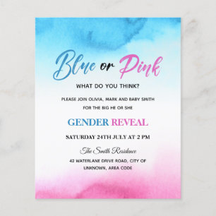 Papier Aquarelle splash bébé sexe révéler invitation