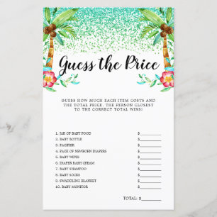 Papier Aquarelle Tropical Luau Devinez le jeu de prix