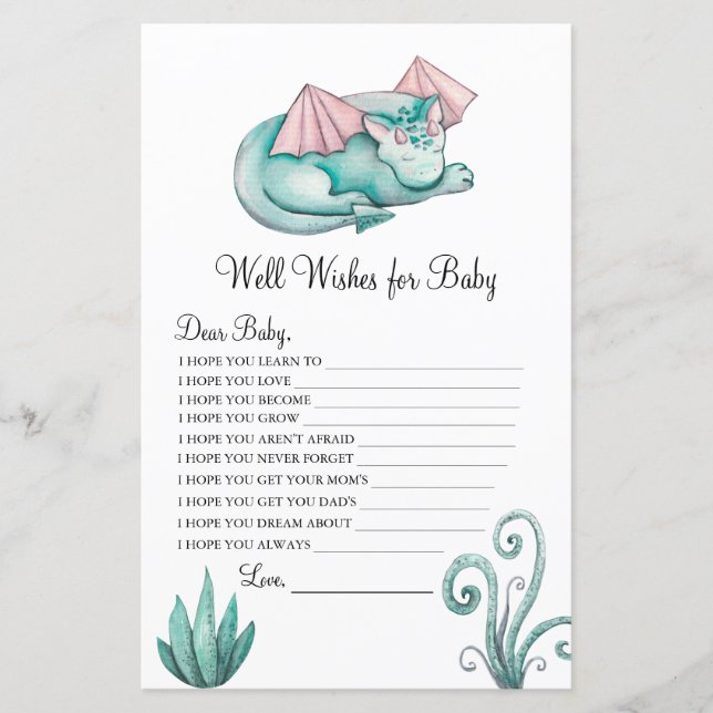 Papier Aquarelle Turquoise Dragon Wives for Baby (Devant)