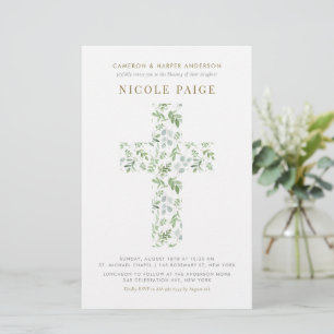 Papier Aquarelle Verdure Croix Blessing Blessing Invitati