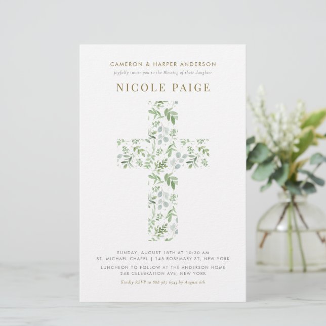 Papier Aquarelle Verdure Croix Blessing Blessing Invitati (Debout devant)