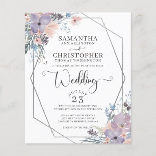 Papier Aquarelle violet budget Faire-part de mariage flor