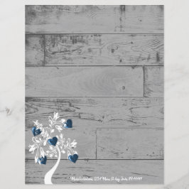 Papier Arbre Coeurs Bleus Personnalisé