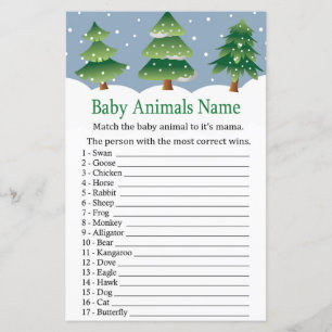 Papier Arbre de Noël Bébé Animaux Nom baby shower du jeu