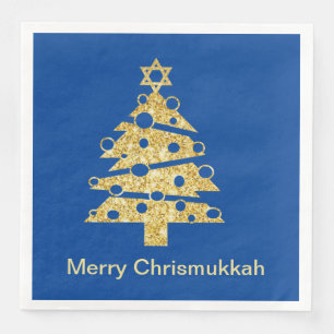 Papier Arbre de Noël Moderne Chrismukkah Serviette en Pap