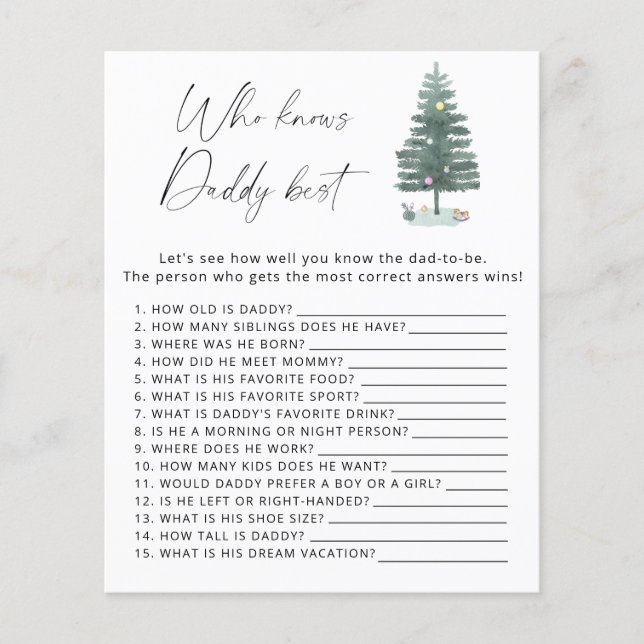 Papier Arbre de Noël - Qui connaît papa meilleur jeu (Devant)