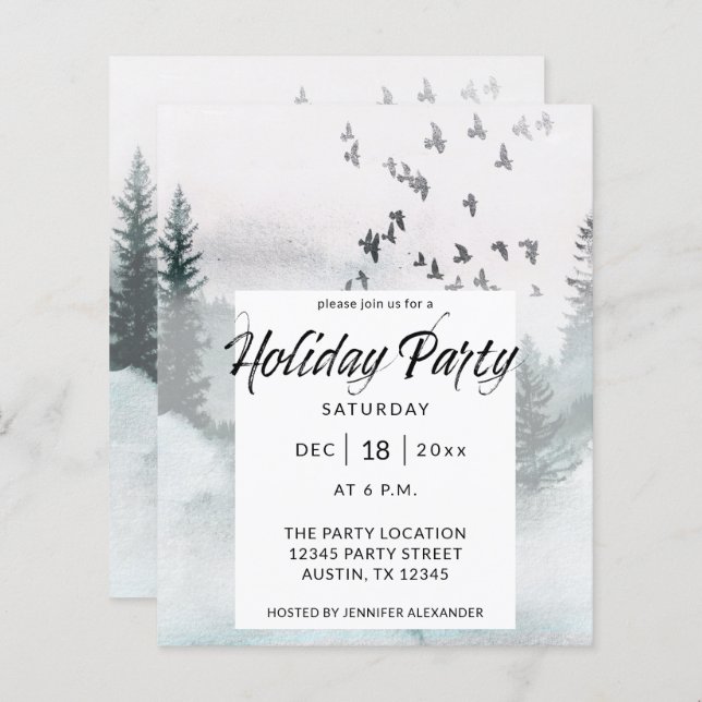 Papier Arbre d'hiver Budget Russe Fête (Devant / Derrière)