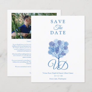 Papier Arbre élégant Couple engagé dans les tons bleus
