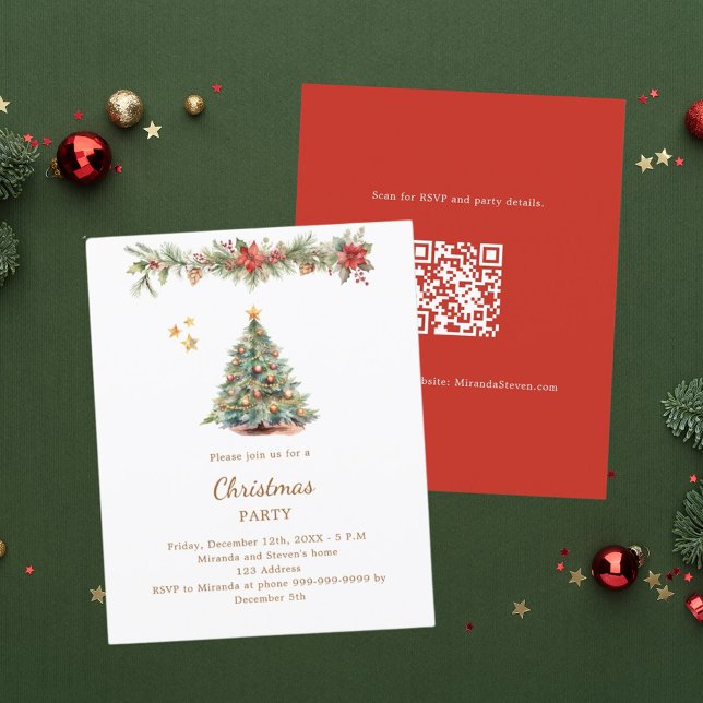 Papier Arbre garland rouge QR invitation de Noël (Créateur téléchargé)