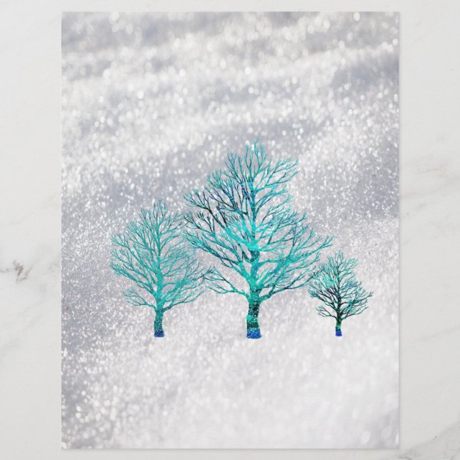 Papier Arbres et cristaux de neige (Devant)