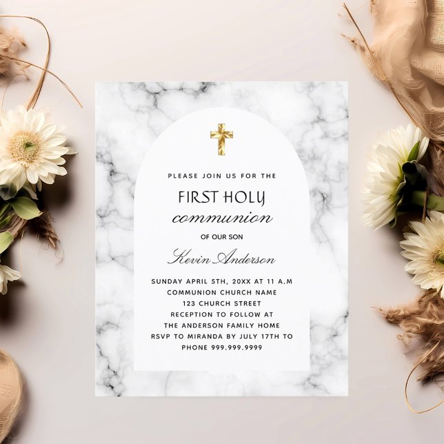 Papier Arc de marbre première communion sainte invitation (Créateur téléchargé)