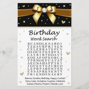 Papier Arc d'or Anniversaire Mot de recherche Jeu