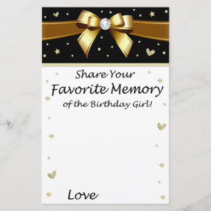 Papier Arc d'or Souvenir préféré de la fille d'anniversai