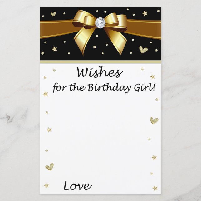 Papier Arc d'or Voeux pour la fille d'anniversaire (Devant)