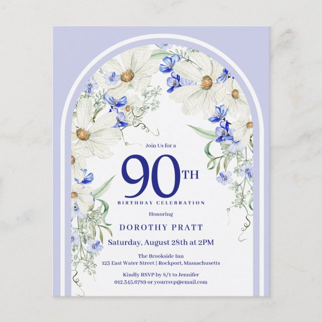 Papier Arc floral bleu blanc budget 90e anniversaire Invi (Devant)