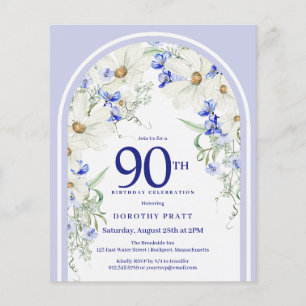 Papier Arc floral bleu blanc budget 90e anniversaire Invi