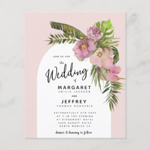 Papier Arc floral tropical Budget Mariage d'été Inviter