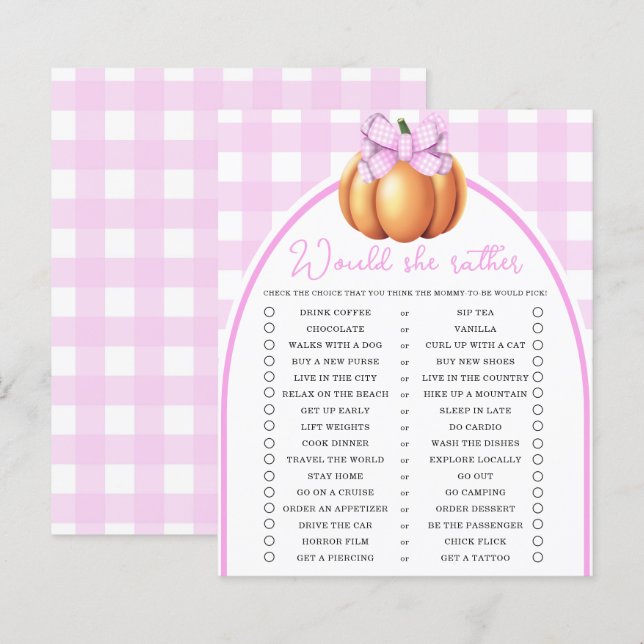 Papier Arc rose citrouille Voudrait-elle plutôt jouer (Devant / Derrière)