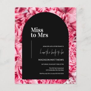 Papier Arche florale rose et noire Mlle Mme Fête des mari
