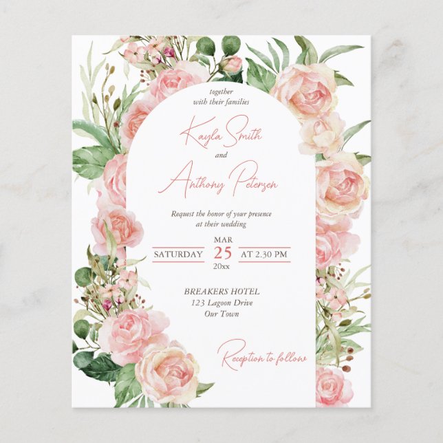 Papier Arche rose rose rose rose budget inviter (Devant)
