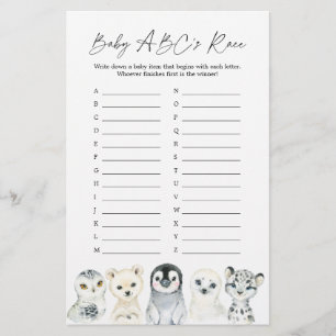Papier Arctic Animals Baby shower ABC's Race Game
