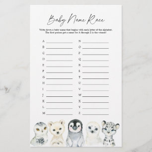 Papier Arctic Animaux Nom du Baby shower Course Jeu