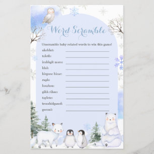 Papier ARCTIQUE ANIMAL Snowflakes Arbres Mot Scramble