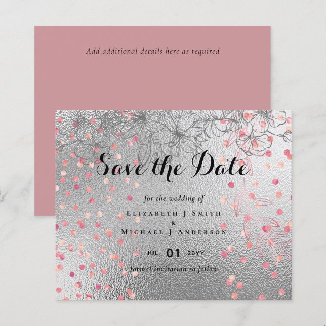 Papier Argent Rosegold MARIAGE Parties scintillant métall (Devant / Derrière)
