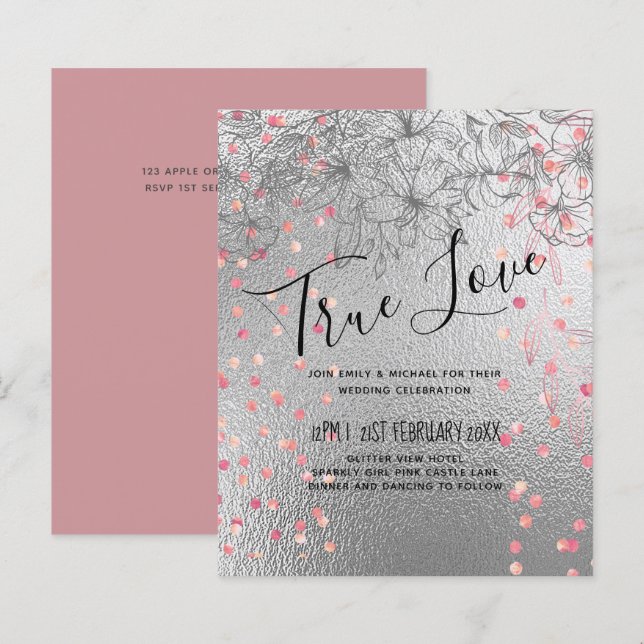 Papier Argent Rosegold MARIAGE Parties scintillant métall (Devant / Derrière)