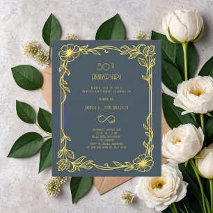Papier Art Déco Gatsby gris 50e faire-part de mariage