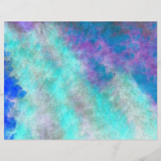 Papier Art Floral Abstrait Turquoise Découpage bleu viole (Devant)