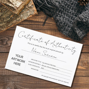 Papier Art moderne Certificat d'authenticité par