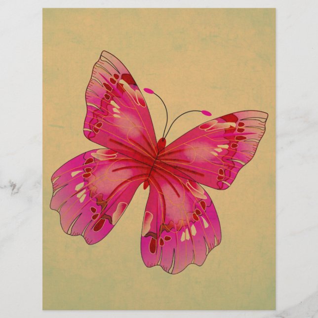 Papier Art papillon vintage rose (Devant)
