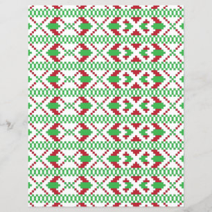 Papier Art populaire ethnique letton vert et rouge tribal