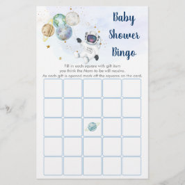 Papier Astronaut Blue Gold Space Baby shower Bingo Jeu